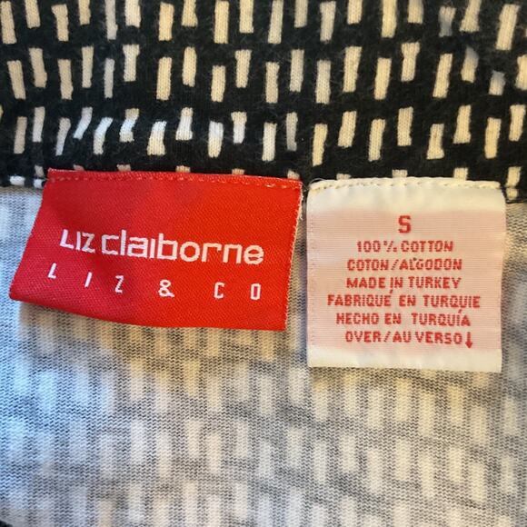 Liz Claiborne 100% Cotton Black White Long Sleeve 2 Front Pockets Jacket S - Picture 5 of 7